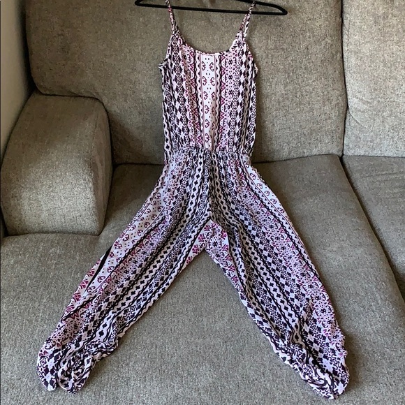 Cute Patterned Tank Jumpsuit with Ankle Ruching! - Picture 4 of 4